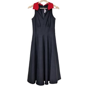 Stop Staring! Swing Dress Vintage Style Sleeveless Black Red Full Skirt Medium